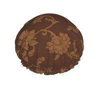 Oudrspo Set di cuffia da a/cappello per capelli lavabile e riutilizzabile con stampa floreale decorata con fodera/elastico, adatto a tutte le lunghezze dei capelli, nero