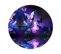 Oudrspo Sfondo con orologio da parete rotondo con farfalle notturne, rotondo da 10 pollici facile da leggere per l'orologio da casa e da scuola