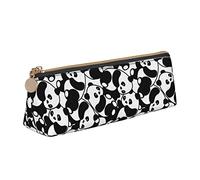 Oudrspo Simpatico animale panda modello astuccio portapenne triangolare astuccio portamatite portatile organizer in pelle con cerniera borsa cosmetica