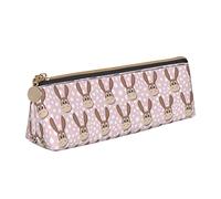 Oudrspo Simpatico asino modello animale astuccio portapenne triangolare astuccio portamatite portatile organizer in pelle con cerniera borsa cosmetica