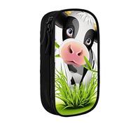 Oudrspo Simpatico astuccio grande con stampa di mucca, astuccio resistente, borsa per cancelleria portatile, organizer per cancelleria