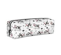 Oudrspo Simpatico astuccio per matite con motivo a mucca animale Astuccio per penna rotondo Astuccio per matite portatile Organizer in pelle con borsa per cosmetici con cerniera