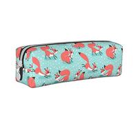 Oudrspo Simpatico astuccio per matite con motivo a scoiattolo e funghi Astuccio per penne rotondo Astuccio per matite portatile Organizer in pelle con cerniera Borsa cosmetica