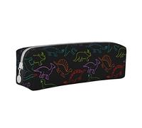 Oudrspo Simpatico astuccio per matite con stampa dinosauro Astuccio per penna rotondo Astuccio per matite portatile Organizer in pelle con astuccio cosmetico con cerniera