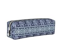 Oudrspo Simpatico astuccio per matite con stampa elefante animale Astuccio per penna rotondo Astuccio per matite portatile Organizer in pelle con borsa per cosmetici con cerniera