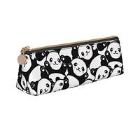 Oudrspo Simpatico astuccio per matite con stampa panda animale Astuccio per penne triangolare Astuccio per matite portatile Organizer in pelle con astuccio cosmetico con cerniera