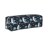 Oudrspo Simpatico astuccio per matite di squalo Astuccio per penne rotondo Astuccio per matite portatile Organizer in pelle con astuccio cosmetico con cerniera