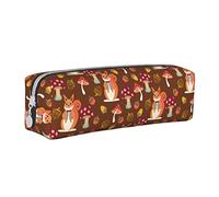 Oudrspo Simpatico astuccio per matite scoiattolo e funghi Astuccio per penna rotondo Astuccio per matite portatile Organizer in pelle con cerniera Borsa per cosmetici