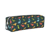 Oudrspo Simpatico astuccio portamatite con stampa dinosauro animale Astuccio portapenne rotondo Astuccio portamatite portatile Organizer in pelle con astuccio cosmetico con cerniera