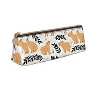 Oudrspo Simpatico capibara con motivo animale, astuccio per matite triangolare, astuccio per matite portatile, organizer in pelle con borsa per cosmetici con cerniera