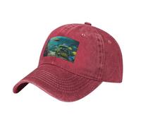 Oudrspo Simpatico Cappellino da Baseball Blu con pesciolino Lavato, Stile retrò Regolabile, Ideale Come Regalo per Uomo e Donna, Unisex, in Cotone.