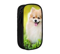 Oudrspo Simpatico cucciolo di cane in Spring Park stampato grande astuccio per matite, resistente astuccio per matite, borsa per cancelleria portatile, organizer per cancelleria