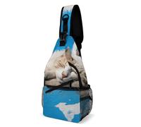 Oudrspo Sleeping Little Cat Gray And Gold Sling Bag Crossbody Chest Bag with Pockets, Shoulder Backpack for Hiking, Travel