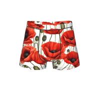 Oudrspo Slip Boxer da Uomo Traspiranti e Leggeri con Motivo a Fiore di Papavero Rosso e Elastico in Vita per Un Comfort Che Dura Tutto Il Giorno.