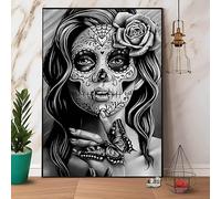 Oudrspo Splendida insegna vintage Sugar Skull Lady Day of the Dead per la casa, il garage, i regali, la targa in metallo, 12x16 pollici
