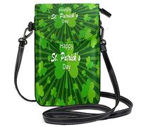 Oudrspo St. Patrick's Day Shamrocks Crossbody Phone Purse Piccola mini borsa a tracolla Custodia per cellulare Portafoglio in pelle Miglior regalo per San Valentino, Anniversario, Compleanni