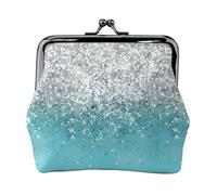 Oudrspo Stile (281) Graziosi portamonete con chiusura a bacio, portamonete alla moda per le donne (scintille cadenti argentate su motivo glitter azzurro)