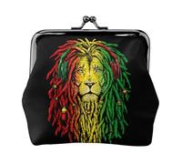 Oudrspo Stile (69) Piccolo portamonete in pelle PU Rasta Rastafarian Reggae Auricolare Leone, Borsa portamonete alla moda