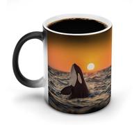 Oudrspo stile Orcas Tramonto Balena Oceano Tazza Cambia Colore Tazza Ceramica Tazza Cambia Colore Personalizzata Tazza Caffè Tazza Tè Stampa Tazze Porcellana