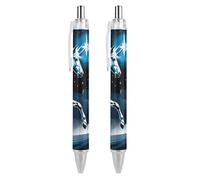 Oudrspo Style-17 - Penna a sfera con inchiostro colorato a forma di medusa, sottile, retrattile, 0,5 mm, per scrivere e firmare a casa, scuola e ufficio, 2 pezzi