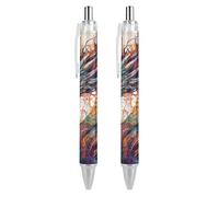 Oudrspo Style-21 - Penna a sfera con inchiostro colorato a forma di medusa, sottile, retrattile, 0,5 mm, per scrivere e firmare a casa, scuola e ufficio, 2 pezzi