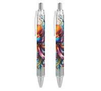 Oudrspo Style-3 - Penna a sfera con inchiostro colorato a forma di medusa, sottile, retrattile, 0,5 mm, per scrivere e firmare a casa, scuola e ufficio, 2 pezzi