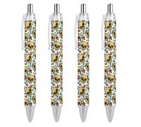Oudrspo Sugar Skulls Roses - Penna a sfera con punta a sfera, inchiostro gel, retrattile, punta fine da 0,5 mm, per scuola, ufficio, motivo teschi di zucchero, rose, 4 pezzi