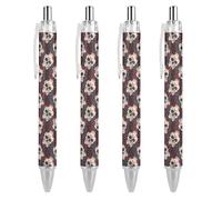 Oudrspo Sugar Skulls Roses - Penna a sfera con punta a sfera, inchiostro gel, retrattile, punta fine da 0,5 mm, per scuola, ufficio, motivo teschi di zucchero, rose, 4 pezzi