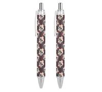 Oudrspo Sugar Skulls Roses - Penna a sfera con punta a sfera, inchiostro gel, retrattile, punta fine da 0,5 mm, per scuola, ufficio, motivo teschi di zucchero, rose, 4 pezzi