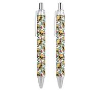 Oudrspo Sugar Skulls Roses - Penna a sfera con punta a sfera, inchiostro gel, retrattile, punta fine da 0,5 mm, per scuola, ufficio, motivo teschi di zucchero, rose, 4 pezzi