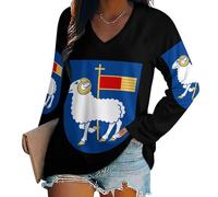 Oudrspo T-Shirt con Scollo a V e Maniche Lunghe da Donna con Stemma della contea di Gotland, Camicette Casual e basiche