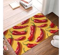 Oudrspo Tappeti da bagno con stampa realistica di peperoncino rosso, lavabili in lavatrice, tappetini da a antiscivolo e assorbenti per il bagno, 40x60 cm.
