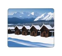Oudrspo Tappetino per mouse antiscivolo da gioco, linea Snow House, con stampa, adatto per studio e gioco, 21 x 26 cm.