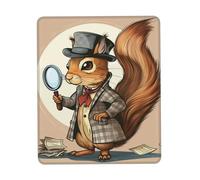 Oudrspo Tappetino per mouse da detective scoiattolo nero, resistente, morbido, impermeabile, antiscivolo, in gomma, con bordo cucito, per scrivania, ufficio, laptop, 8,3 x 10,3 pollici