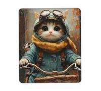Oudrspo Tappetino per mouse da gioco Bicycle Cat, nero, resistente, morbido, impermeabile, antiscivolo, in gomma, con bordo cucito, per scrivania, ufficio, laptop, 7 x 8,6 pollici