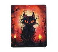 Oudrspo Tappetino per mouse Demon Cat, nero, resistente, morbido, impermeabile, antiscivolo, in gomma, con bordo cucito, per scrivania, ufficio, laptop, 7 x 8,6 pollici