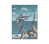 Oudrspo Targa in metallo Andare a pescare, pesca d'altura Poster vintage in alluminio, decorazione retrò per bar, ristoranti, caffè e casa