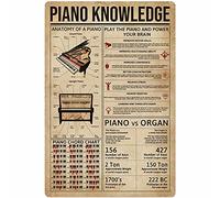 Oudrspo Targa in metallo con scritta Piano Knowledge Piano Knowledge, poster con ta degli accordi per anatomia, strumento musicale, aula, club, casa, camera da letto, caffetteria, decorazione da