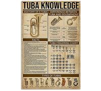 Oudrspo Targa in metallo con scritta Tuba Knowledge Piano Knowledge, poster con ta degli accordi di anatomia, strumento musicale, aula, club, casa, camera da letto, caffetteria, decorazione da par