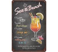 Oudrspo Targa in metallo per cocktail Sex on the Beach Ricette per cocktail Poster in metallo Targa per bar Targhe per decorazioni per la casa Bar Ristorante Decorazione da parete 12X16 pollici