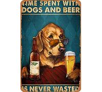 Oudrspo Targa vintage Labrador che beve - Il tempo con cani e birra non è mai sprecato