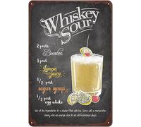 Oudrspo Targhe in metallo per cocktail Ricette per cocktail Whiskey Sour Poster retrò Insegne per bar per la casa Bar Club Kitchen Cafe Decorazione della parete 12X16 pollici