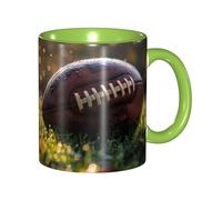 Oudrspo Tazza da caffè in ceramica bicolore Calcio al mattino (325 ml), classica con manico rotondo, adatta al microonde, con finitura liscia e lucida, ideale per ufficio e casa.