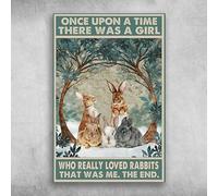 Oudrspo The Rabbits - C'era una volta una ragazza che amava davvero i conigli, ero io. Targa in metallo da parete, decorazione per garage, caverna, bar, cucina, 6x8 pollici.