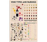 Oudrspo Tipi di vino e abbinamenti Cocktail Ultimate Mixology Cartelli in metallo Decorazione da parete Poster in alluminio Poster di conoscenze da Guida rapida all'apprendimento del Ca