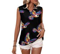 Oudrspo Top da Golf Senza Maniche da Donna con Scollo a V e Stampa di Un colorato pellegrino.