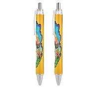 Oudrspo Trippy Magic Mushroom - Penna a sfera a sfera, con inchiostro gel, retrattile, punta fine da 0,5 mm, per scuola, ufficio, motivo fungo magico, 2 pezzi