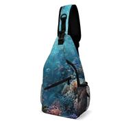 Oudrspo Underwater Ocean Life Sling Bag for Men Women Crossbody Backpack White Sand Landscape Crossbody Bag Chest Bags for Travel Sport