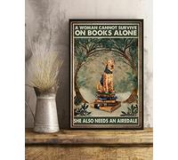 Oudrspo Vintage Airedale Dog Una donna non può sopravvivere con i soli libri Ha anche bisogno di una palestra per cani Airedale Poster Targa in metallo e alluminio 8x6 pollici Decorazione da parete