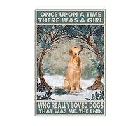 Oudrspo Vintage C'era una volta una ragazza che amava davvero i cani, quella ero io, la fine, chi ama davvero il Golden Retriever, poster in metallo e alluminio, decorazione da parete, 8x6 pollici